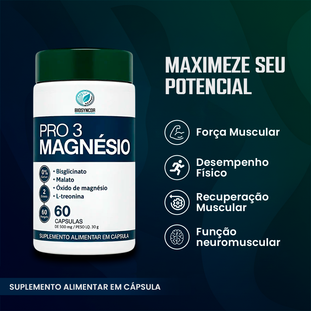 Magnésio PRO 3 BioSyncor 60 Cápsulas