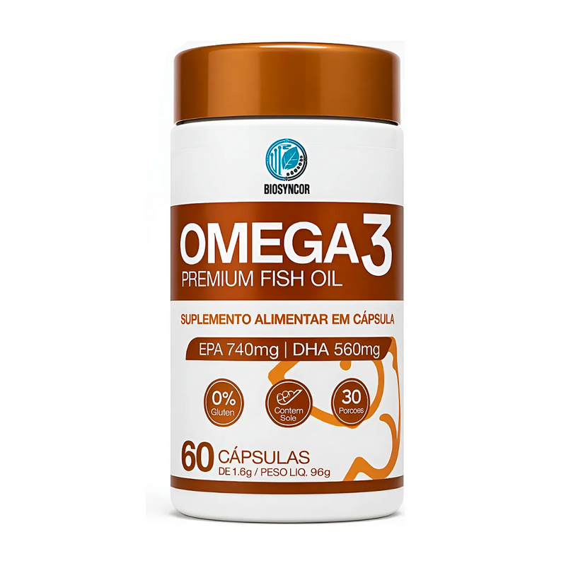 Biosyncor Ômega-3 60 Cáps | Epa 740 Mg Dha 560 Mg Óleo De Peixe Premium