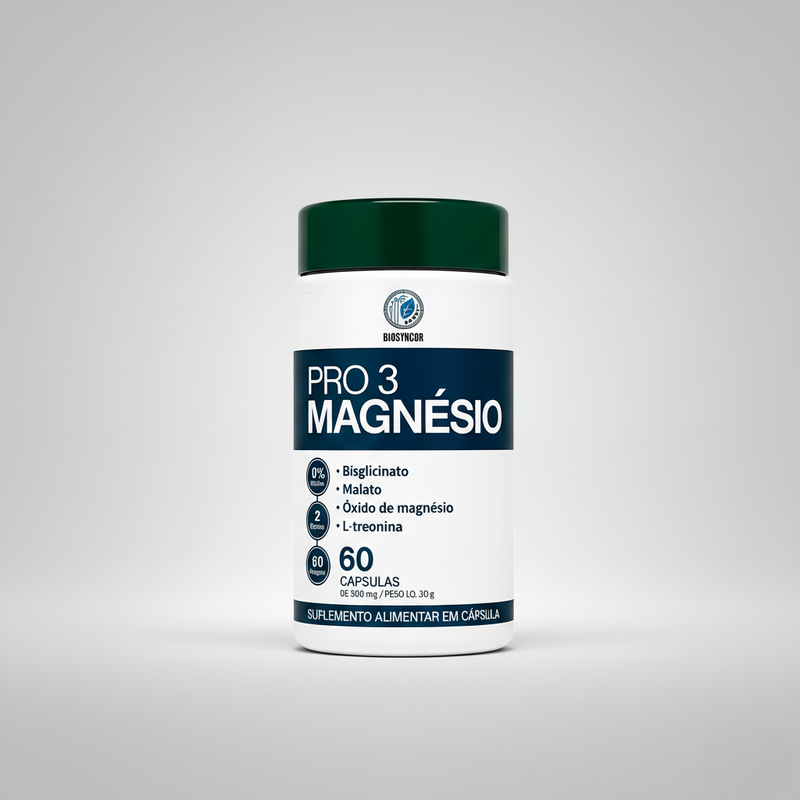 Magnésio PRO 3 BioSyncor 60 Cápsulas – Bisglicinato + Malato