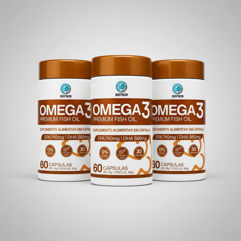 Biosyncor Ômega-3 60 Cáps | Epa 740 Mg Dha 560 Mg Óleo De Peixe Premium