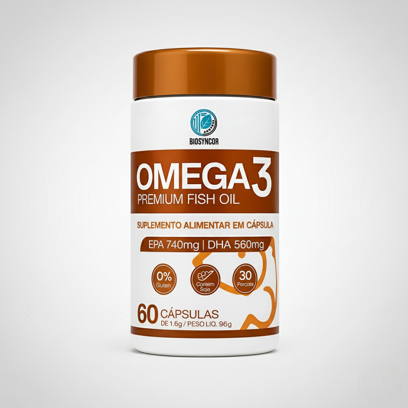 Biosyncor Ômega-3 60 Cáps | Epa 740 Mg Dha 560 Mg Óleo De Peixe Premium
