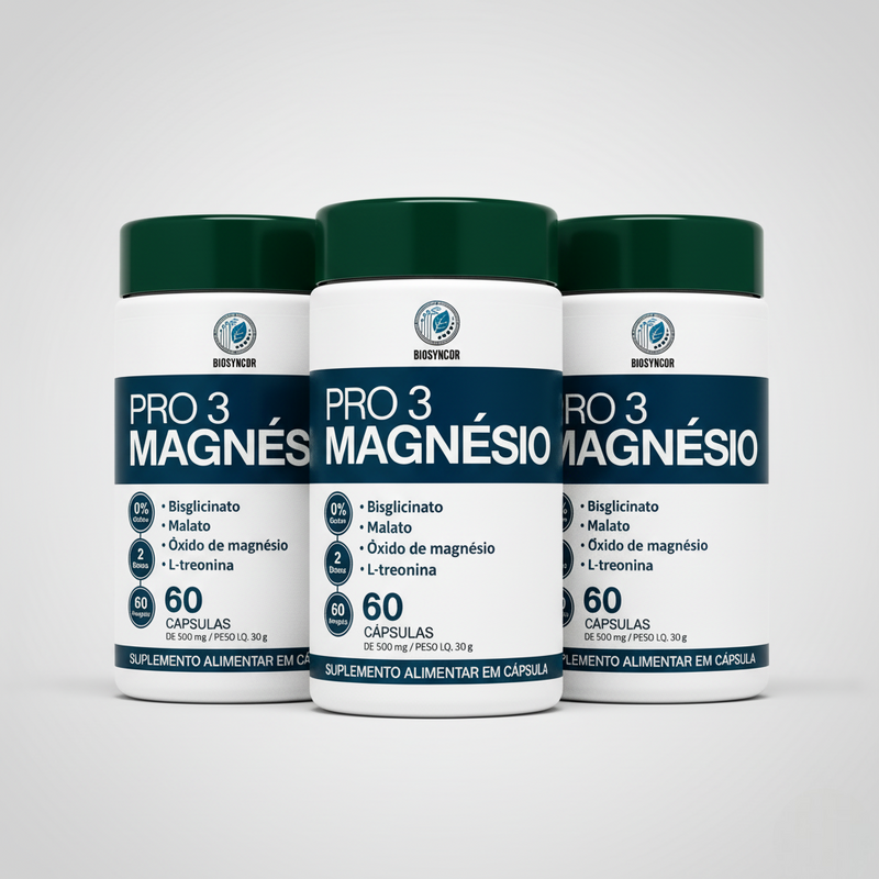 Magnésio PRO 3 BioSyncor 60 Cápsulas – Bisglicinato + Malato