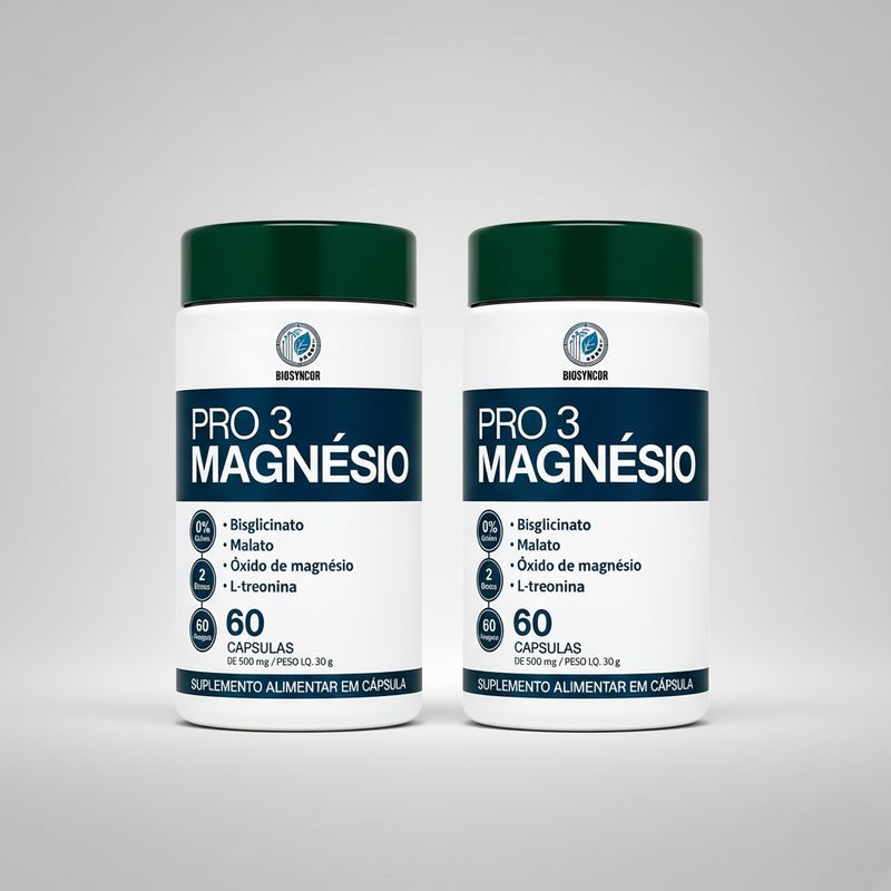 Magnésio PRO 3 BioSyncor 60 Cápsulas – Bisglicinato + Malato